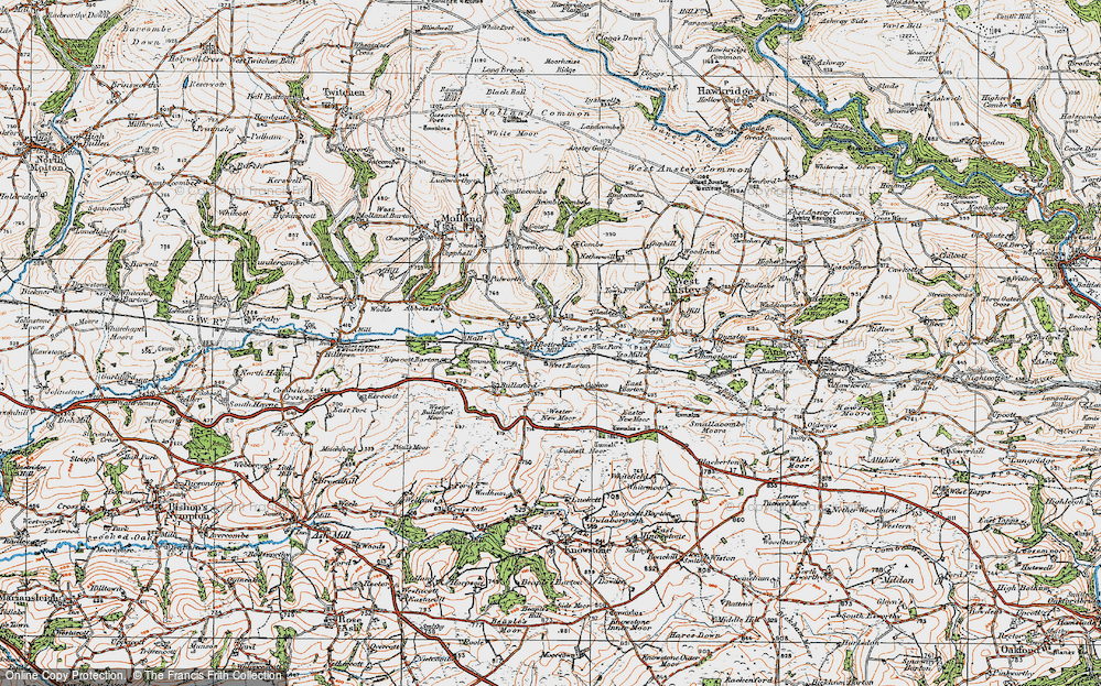 Old Map of Historic Map covering Wester Bullaford Moor in 1919