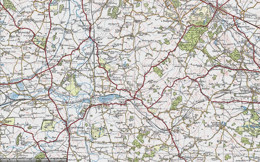 Old Map of Botts Green, 1921 in 1921