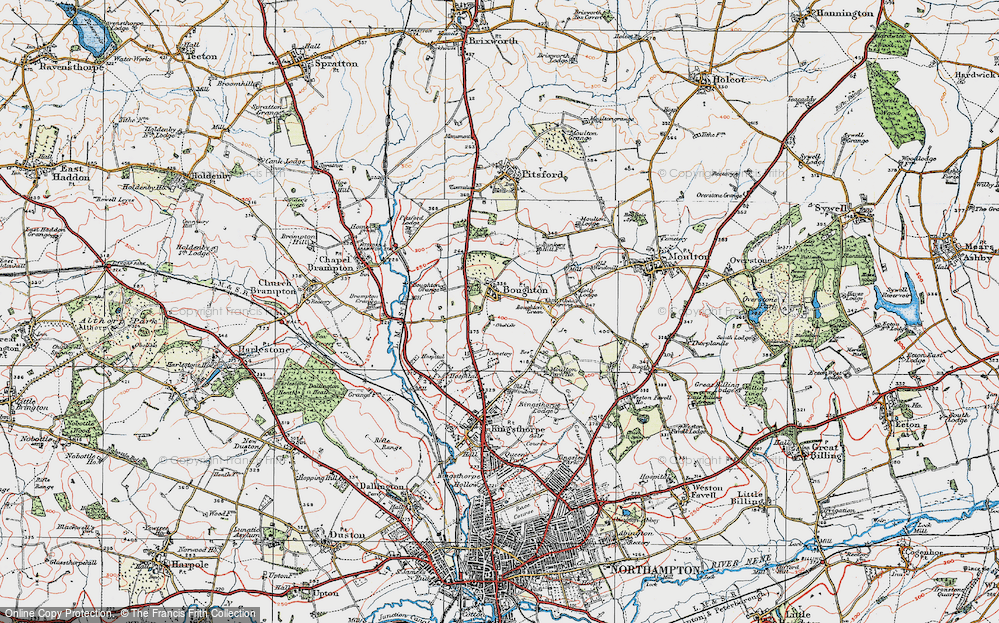 Old Map of Historic Map covering Boughton Green in 1919