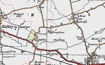 Old map of Boughton in 1922
