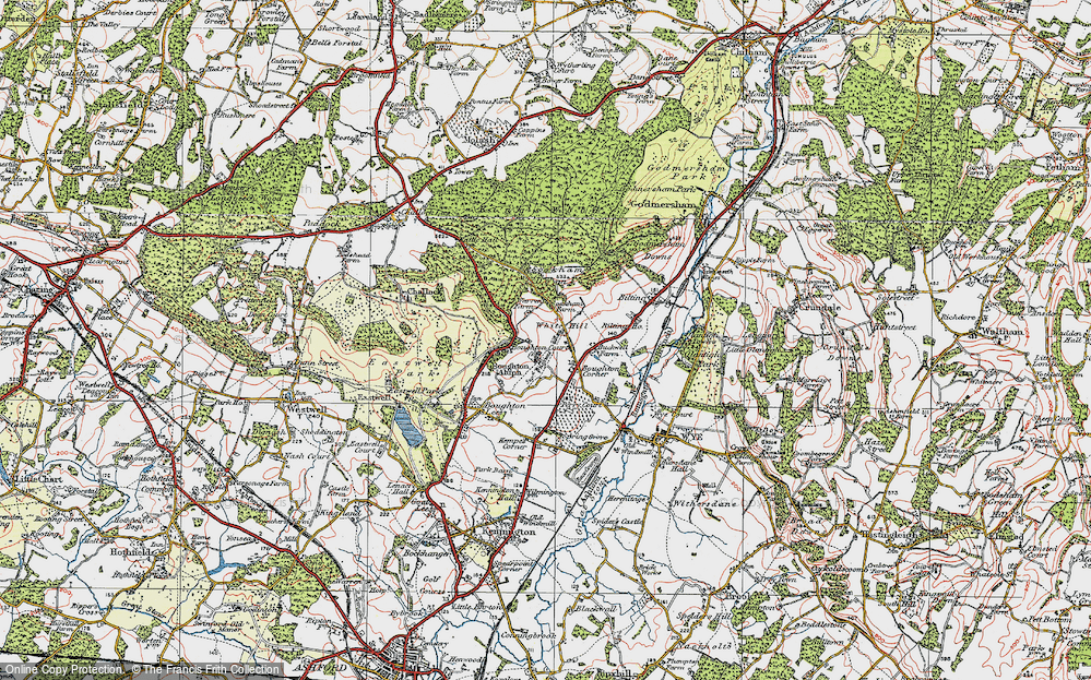 Old Map of Boughton Aluph, 1921 in 1921