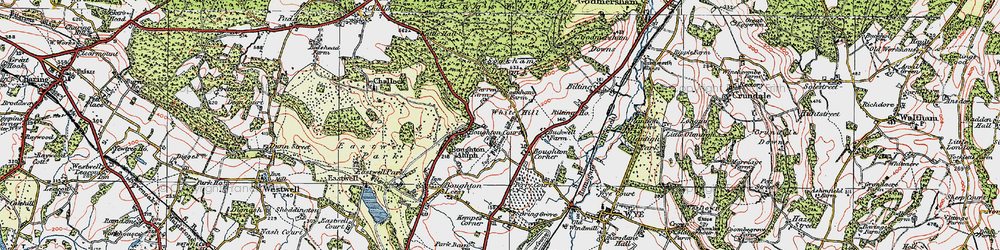 Old map of Boughton Aluph in 1921