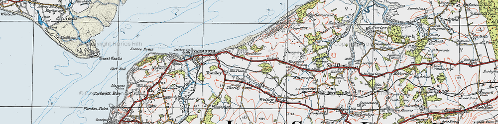 Old map of Bouldnor in 1919