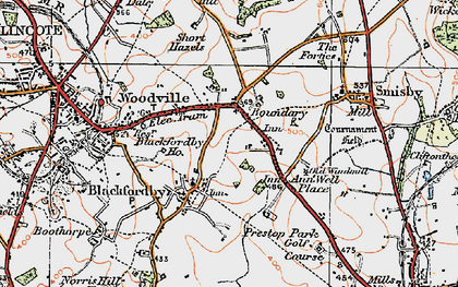 Old map of Blackfordby Ho in 1921