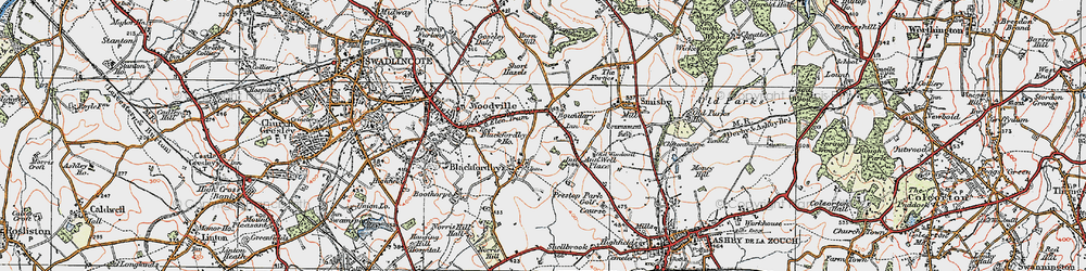 Old map of Blackfordby Ho in 1921