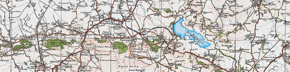 Old map of Burrington Combe in 1919