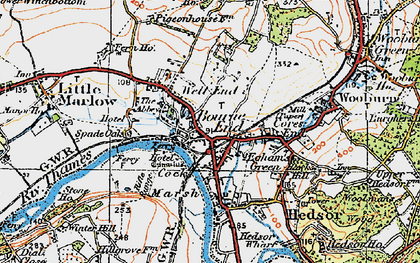 Old map of Bourne End in 1919