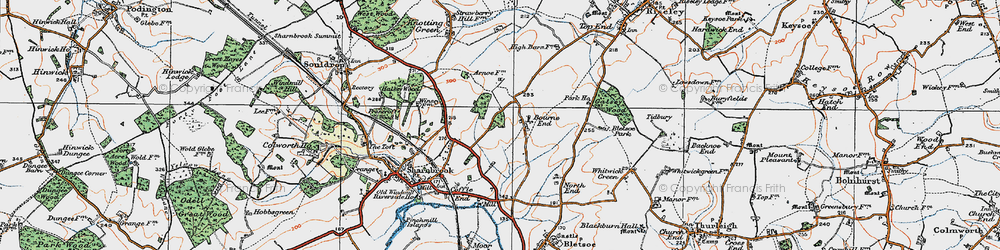 Old map of Bourne End in 1919