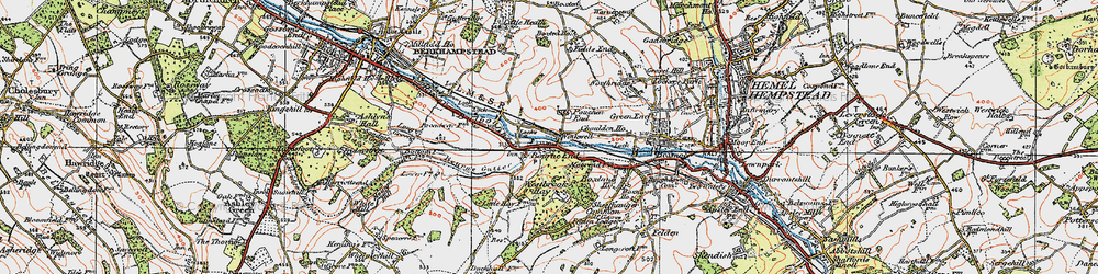 Old map of Bourne End in 1920
