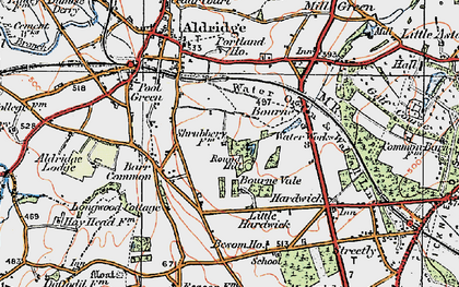 Old map of Barr Beacon in 1921