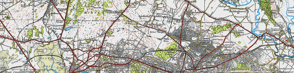 Old map of Bourne Valley in 1919