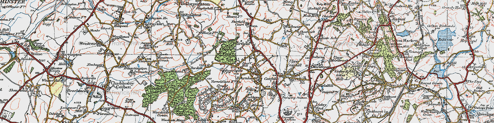 Old map of Bournheath in 1921