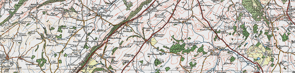 Old map of Bourton in 1921