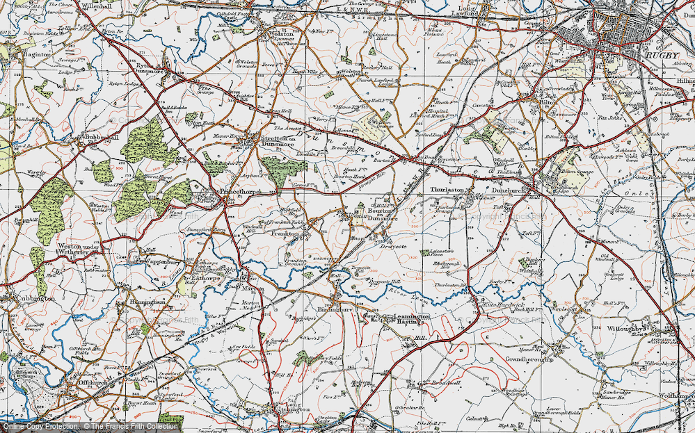 Old Map of Bourton on Dunsmore, 1919 in 1919