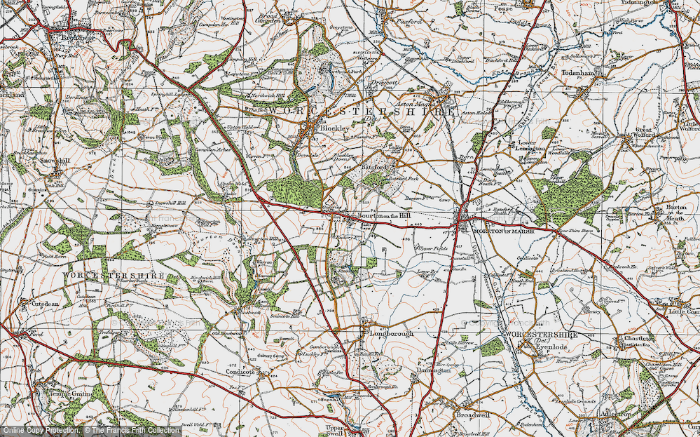 Old Map of Bourton-on-the-Hill, 1919 in 1919