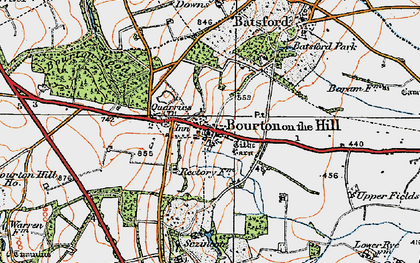 Old map of Bourton-on-the-Hill in 1919