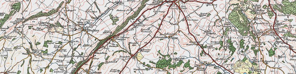 Old map of Bourton Westwood in 1921
