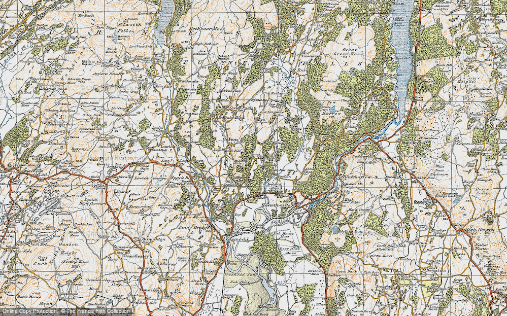Old Map of Historic Map covering Bouth Fall Stile in 1925