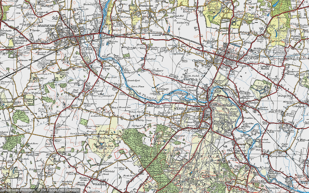 Old Map of Historic Map covering Boveney Court in 1920