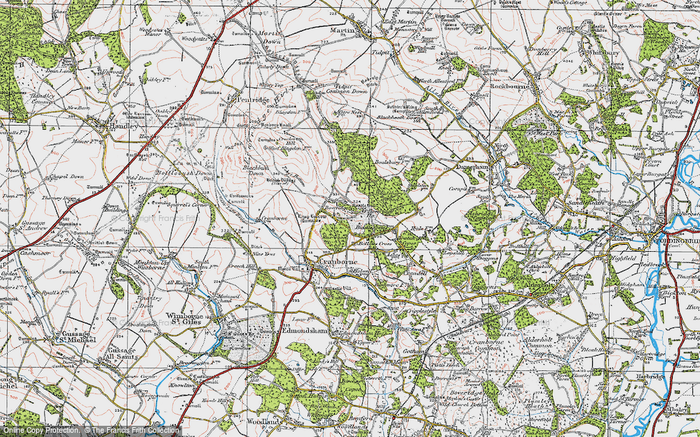 Old Map of Historic Map covering Boulsbury Wood in 1919