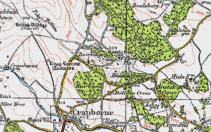 Old map of Boveridge Ho in 1919