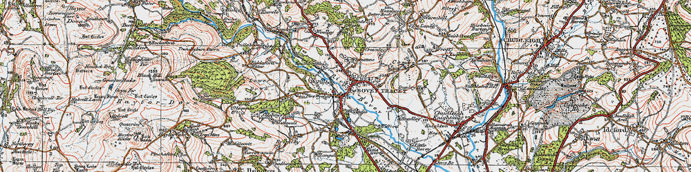Old map of Bovey Tracey in 1919