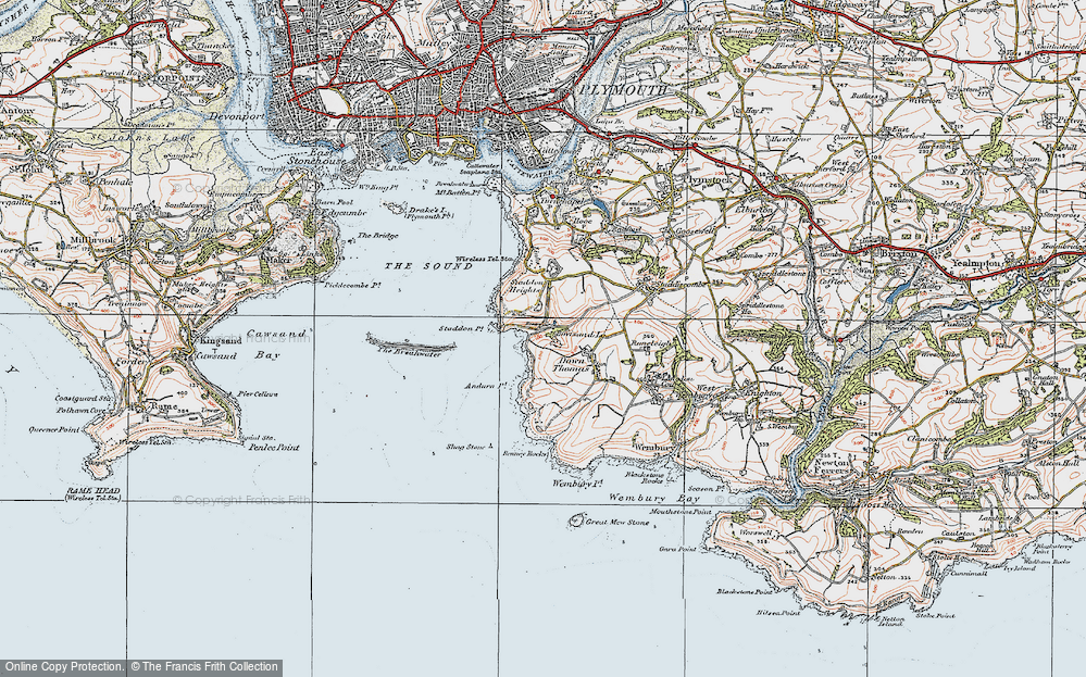 Old Map of Bovisand Bay, 1919 in 1919