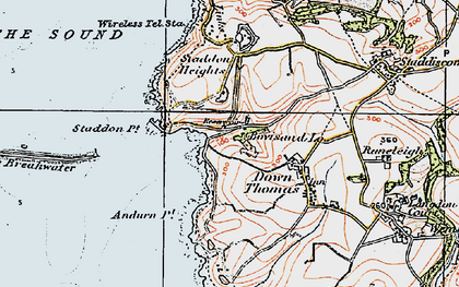 Old map of Bovisand Bay in 1919