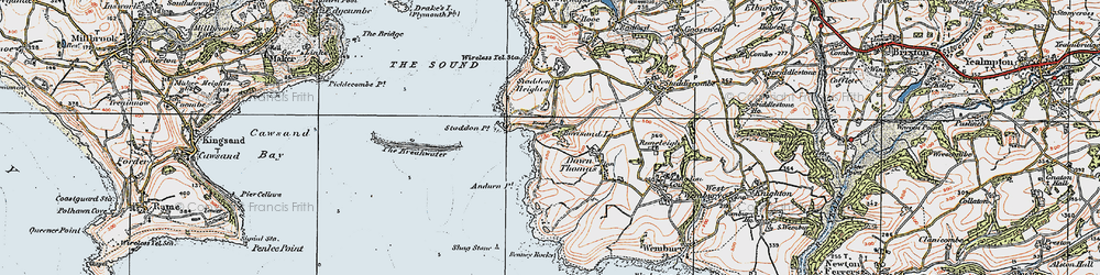 Old map of Bovisand Bay in 1919