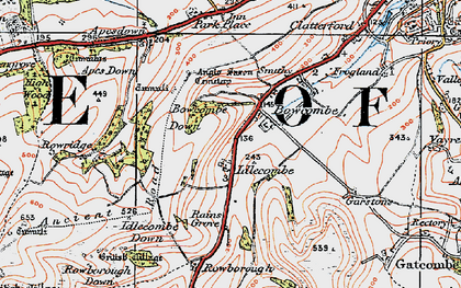 Old map of Bowcombe Down in 1919
