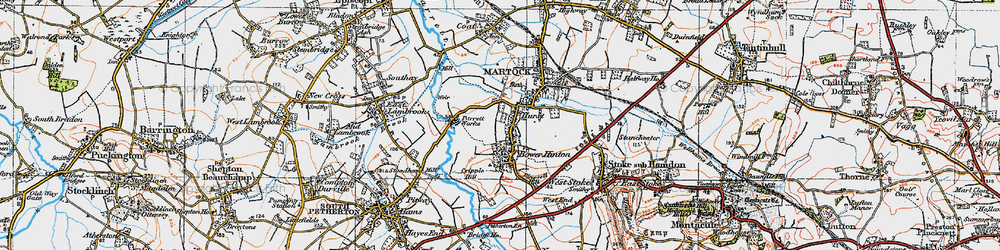 Old map of Bower Hinton in 1919