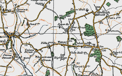 Old map of Bower House Tye in 1921