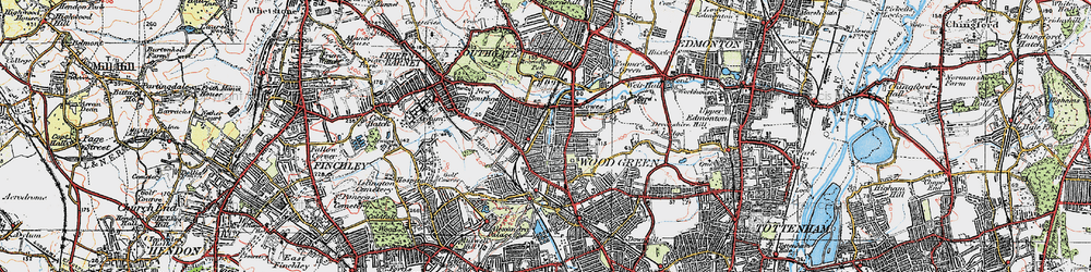 Old map of Bowes Park in 1920