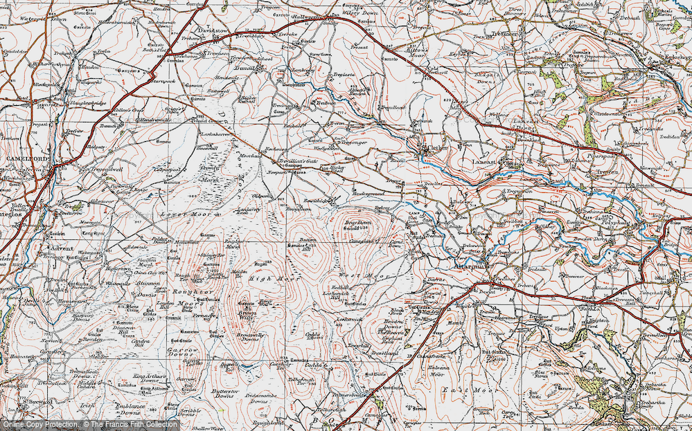 Old Map of Historic Map covering Buttern Hill in 1919