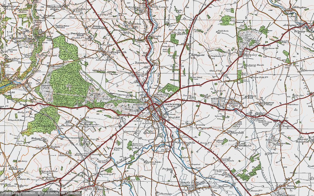 Old Map of Historic Map covering Spital Gate in 1919