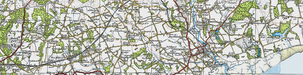 Old map of Arnewood Court in 1919