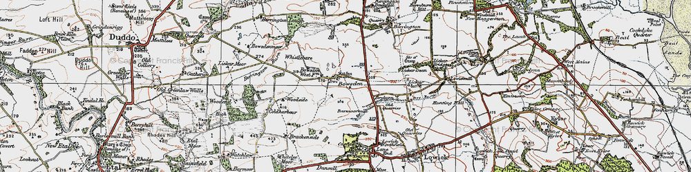 Old map of Bowsden in 1926