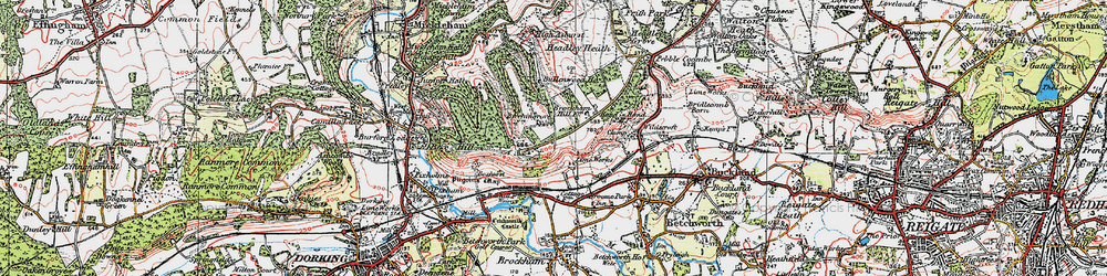 Old map of Box Hill in 1920