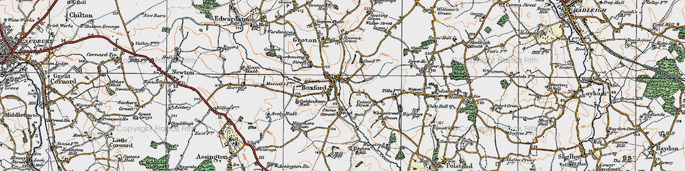 Old map of Boxford in 1921