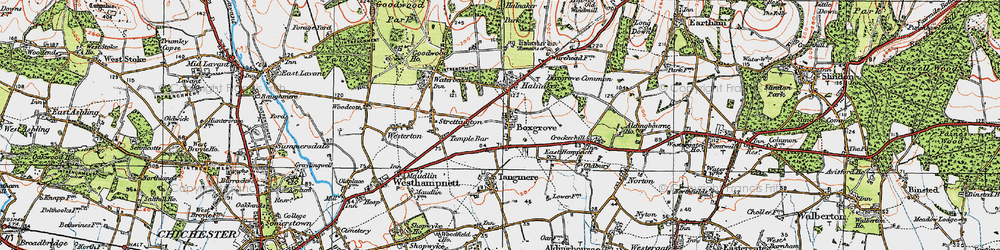 Old map of Boxgrove in 1919