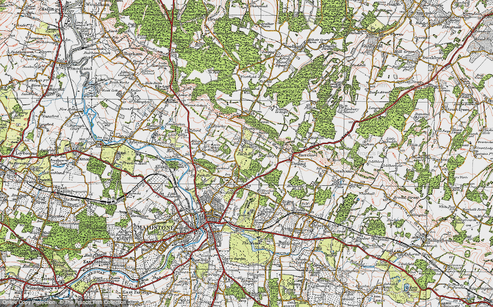 Old Map of Boxley, 1921 in 1921