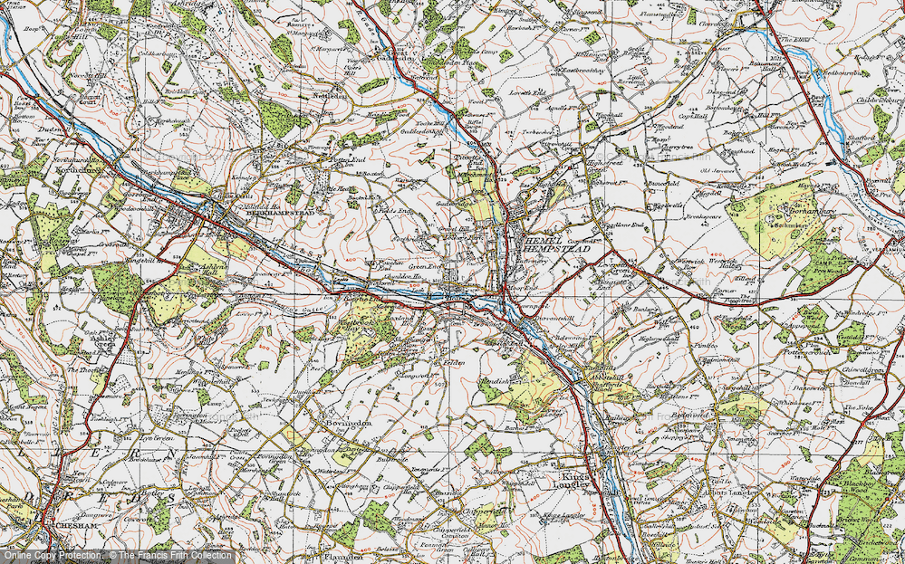 Old Map of Historic Map covering Felden in 1920