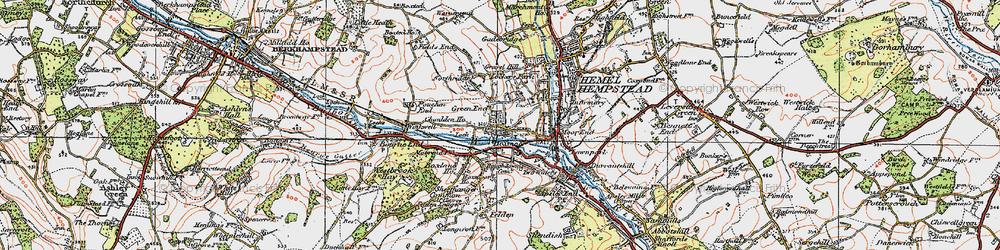 Old map of Boxmoor in 1920