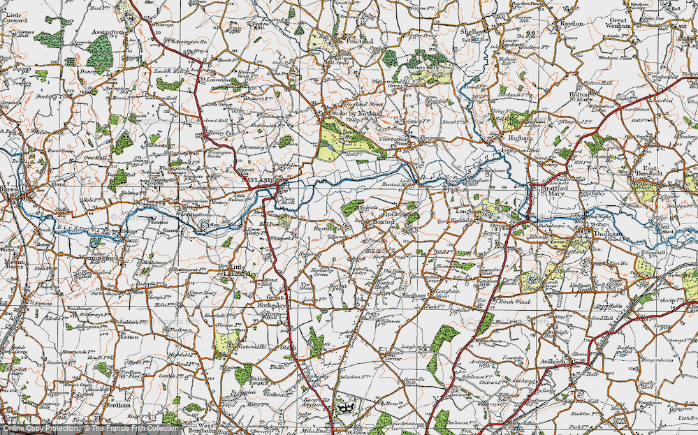 Old Map of Boxted, 1921 in 1921