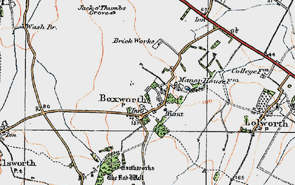 Old map of Boxworth in 1920
