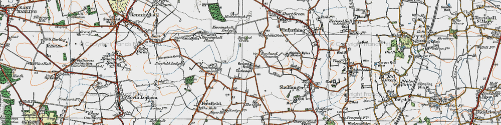 Old map of Boyland Common in 1920