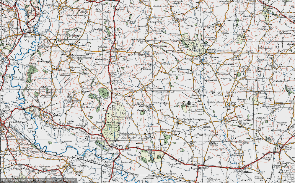 Old Map of Boylestone, 1921 in 1921