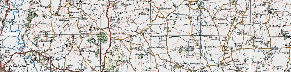 Old map of Boylestone in 1921