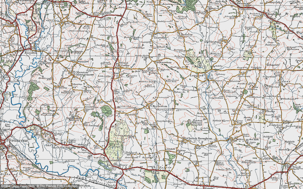 Old Map of Boylestonfield, 1921 in 1921