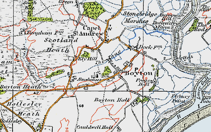 Old map of Boyton in 1921